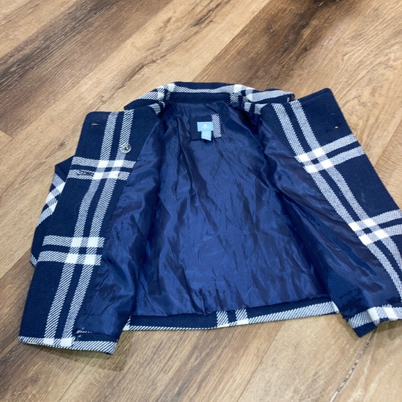 Gap Plaid Pea Coat Jacket Wool Warm Winter 3T - Picture 6 of 9